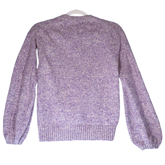 J Crew Sweater Women Small Purple Soft Knit Heathered Balloon Sleeve Casual Chic - Picture 4 of 8